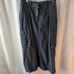 Navy blue cotton midi skirt (measurements below)